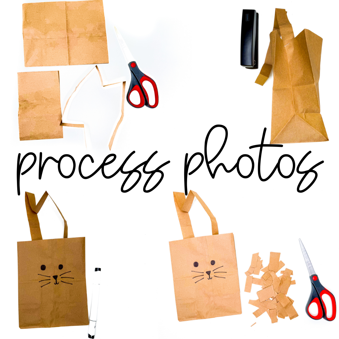 a paper bag decorated to look like a bunny