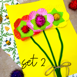 cupcake liners with a pom pom in the middle to look like a flower