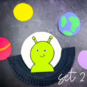 an alien ufo craft made out of a paper plate