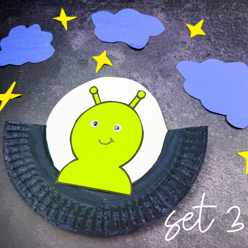 an alien ufo craft made out of a paper plate